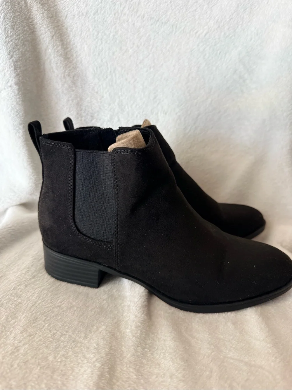 SO Black Suede Ankle Booties with Side Zip